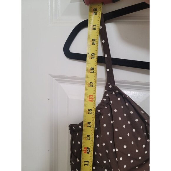 Lands End Brown Polka Dot Ruched Swing Top With Adjustable Straps Size 12 - Picture 6 of 8